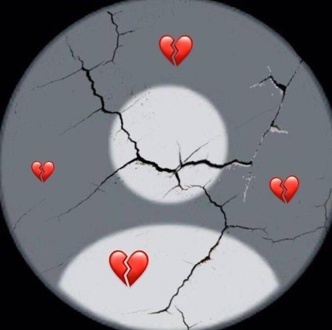 Sad pfp Profile Picture with Broken Heart and Cracked Background