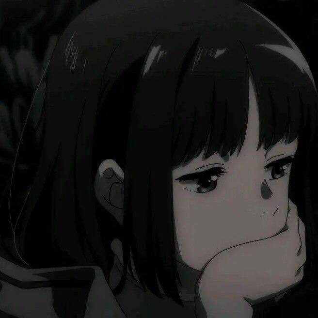 Sad Girl pfp Profile Picture Thinking in Black and White