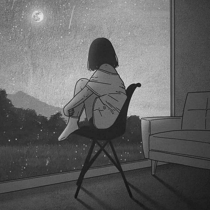 Sad Woman pfp Profile Picture Sitting by the Window Watching the Rain