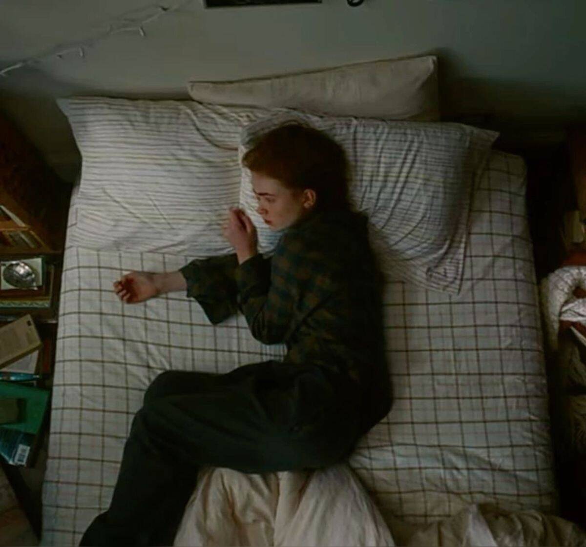 Sad Woman Lying on the Bed pfp Profile Picture
