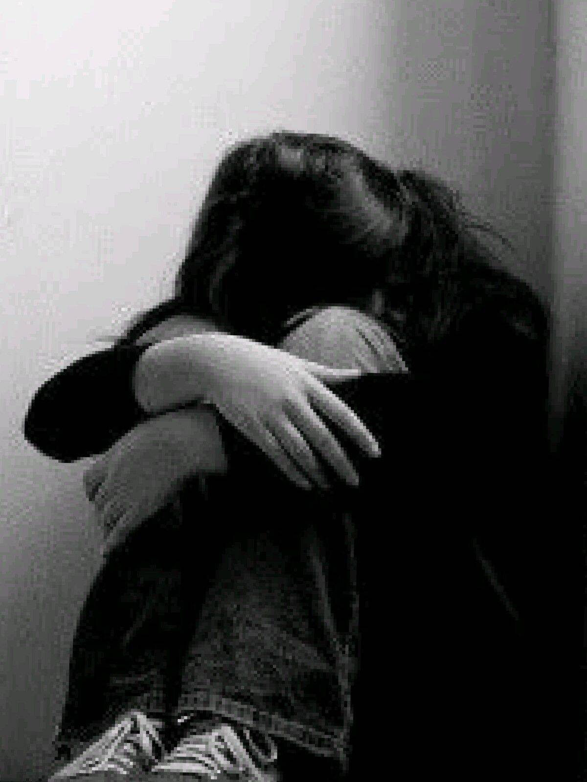 Sad pfp Profile Picture of Woman Hugging Her Knees