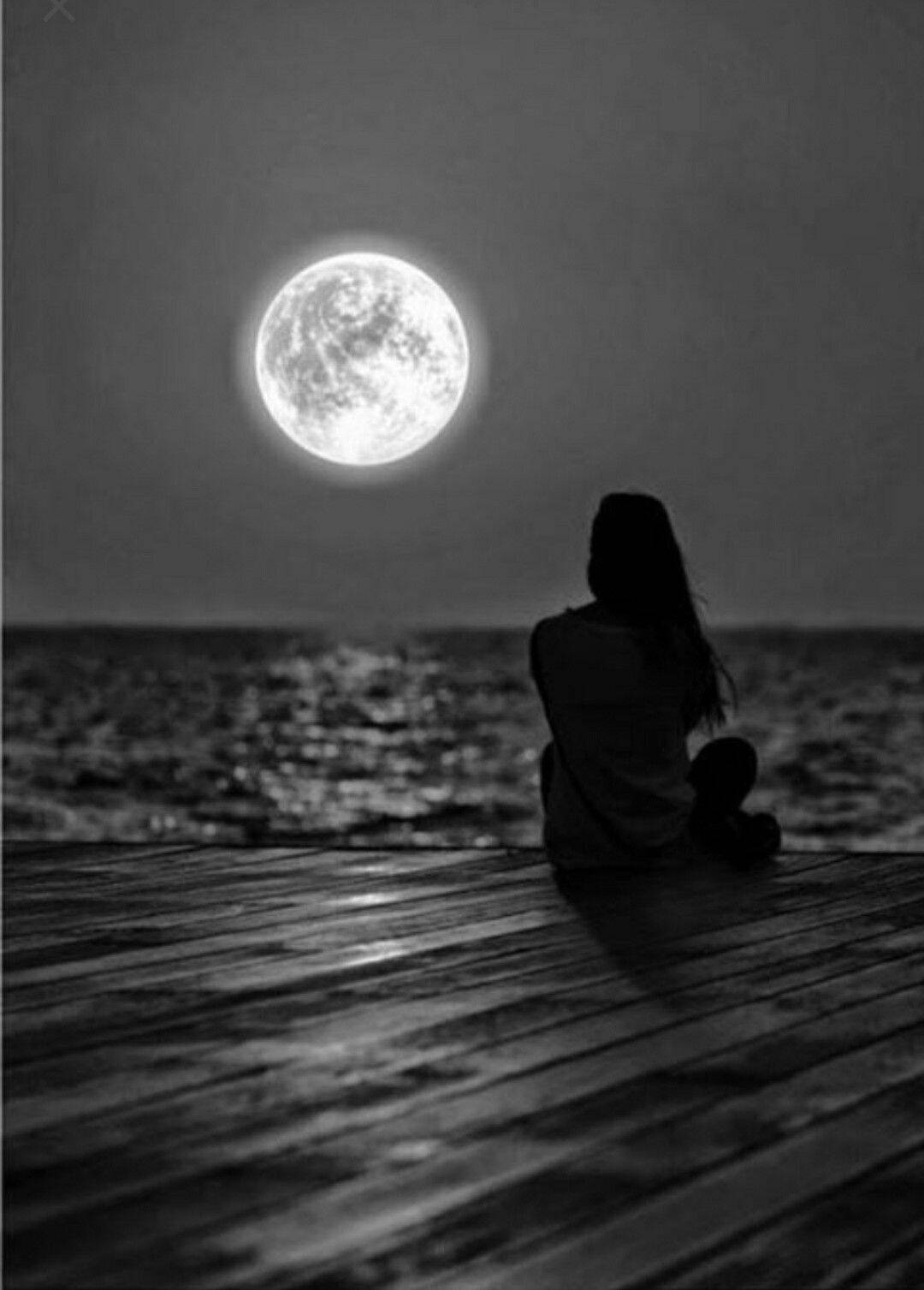 Sad pfp Profile Picture of Woman Sitting by the Sea