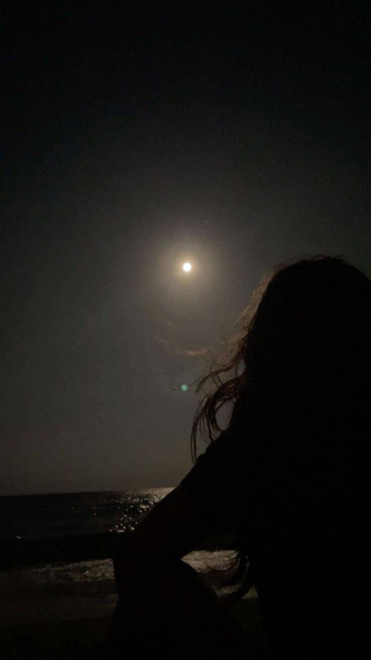 Sad pfp Profile Picture of Woman Watching the Moon
