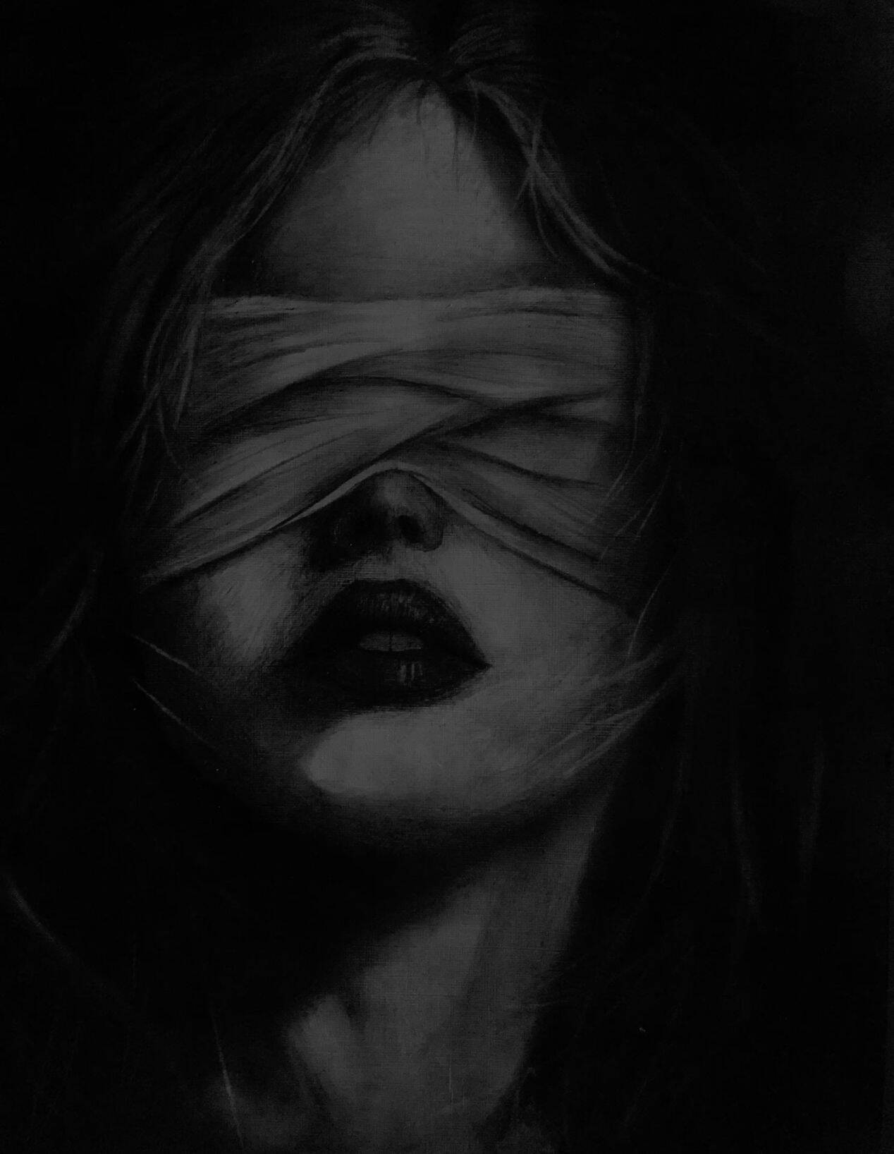 Sad pfp Profile Picture of Woman with Blindfolded Eyes