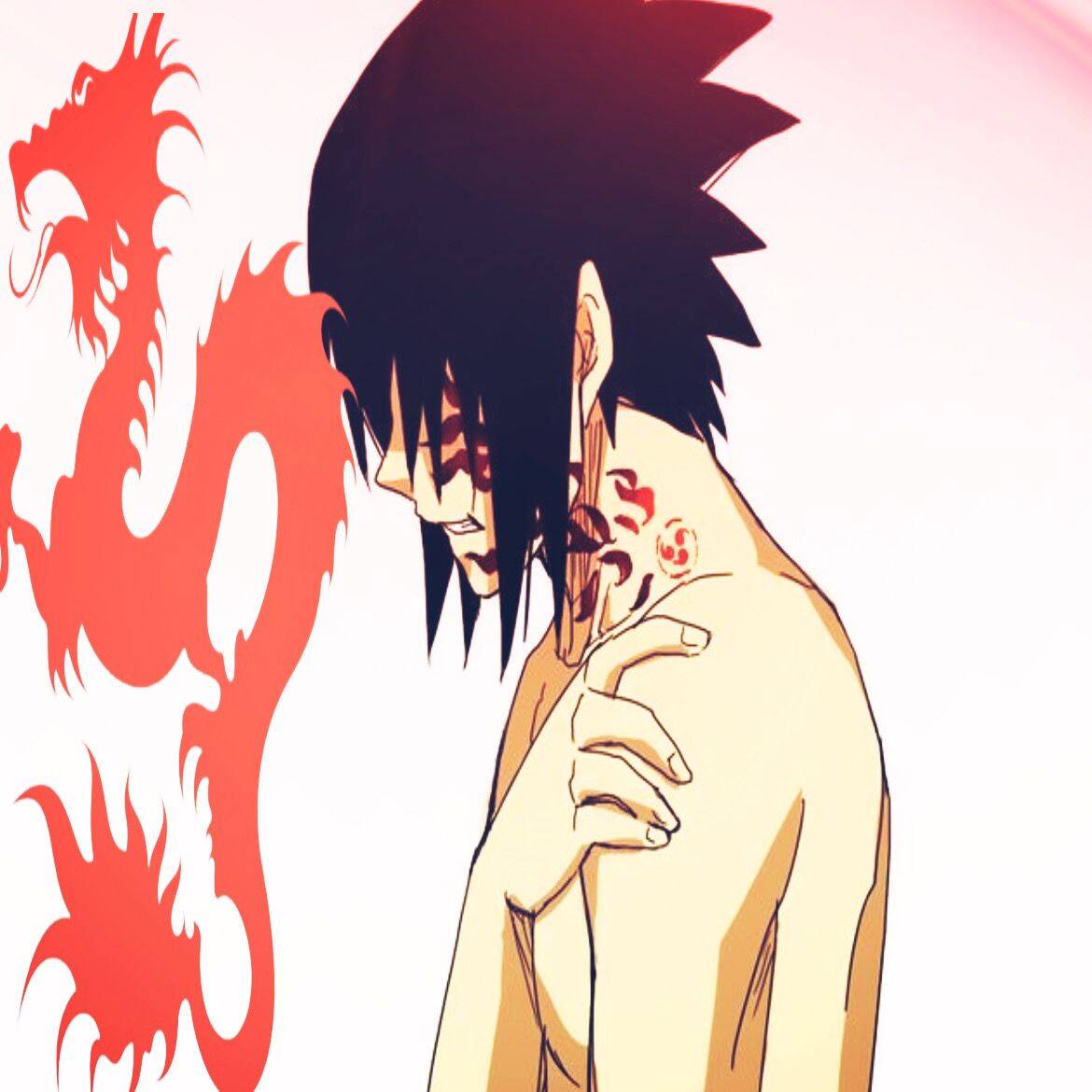 Sasuke pfp Profile Picture with Red Dragon