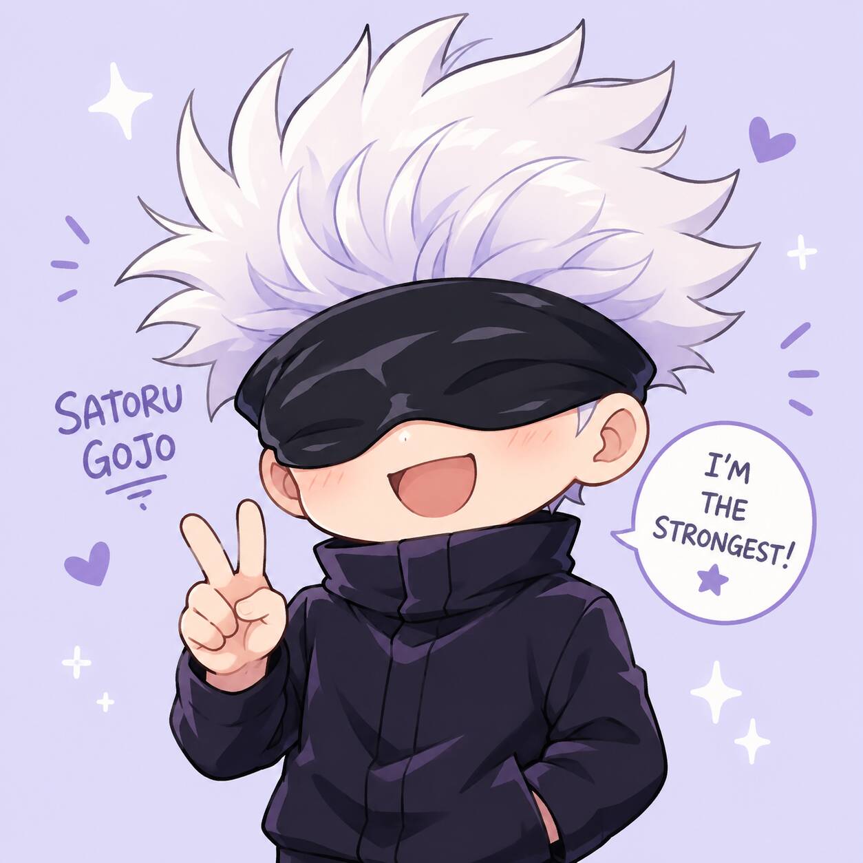 Satoru Gojo pfp Profile Picture Chibi with Blindfold and Smile