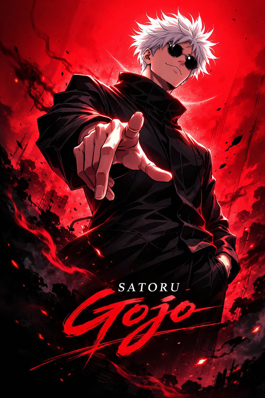 Satoru Gojo pfp Profile Picture with Intense Red Background