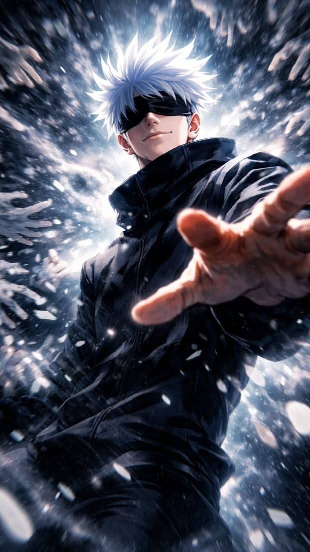 Satoru Gojo pfp Profile Picture in Action with Outstretched Hand
