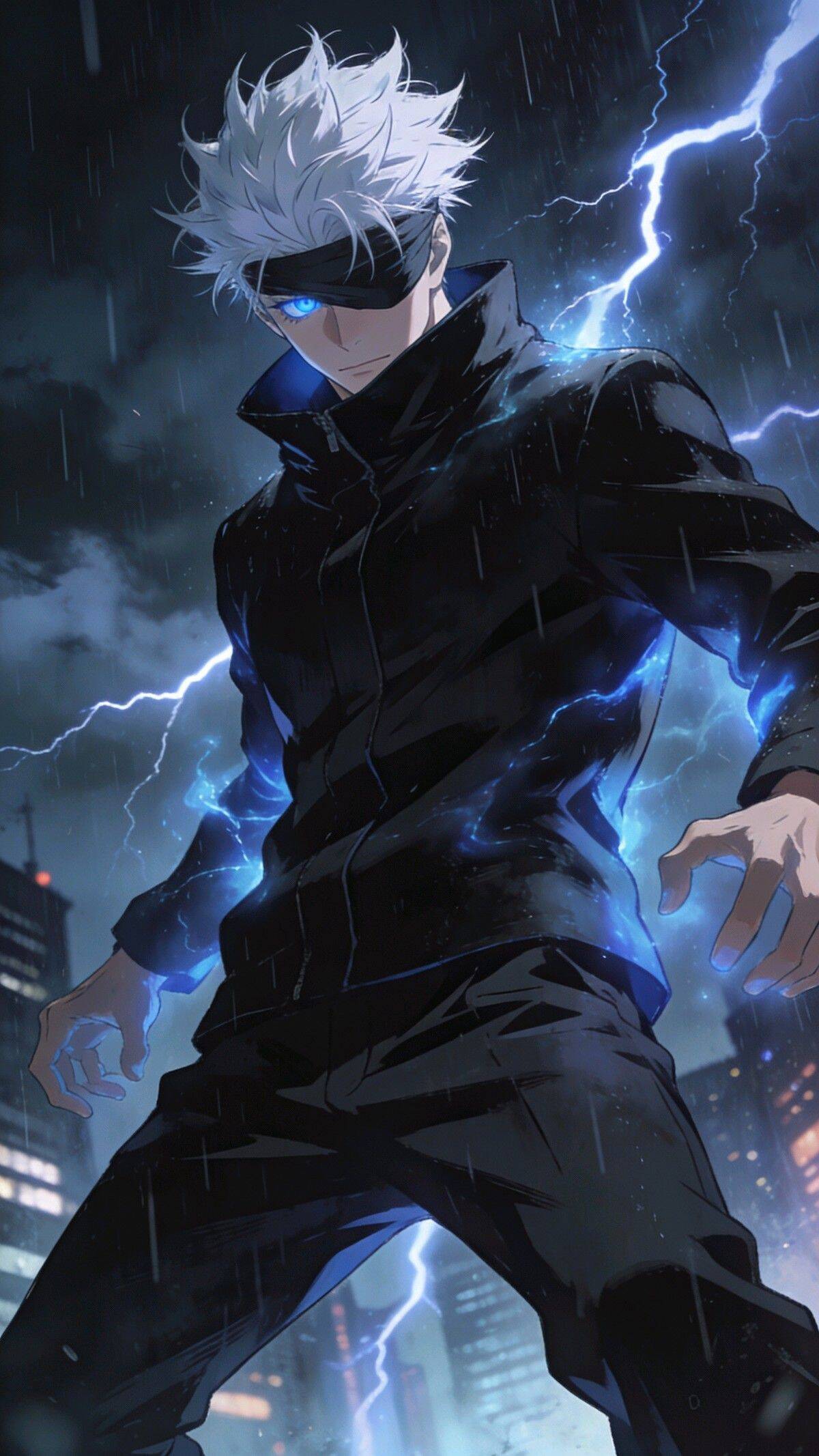 Satoru Gojo pfp Profile Picture with Lightning in the Background