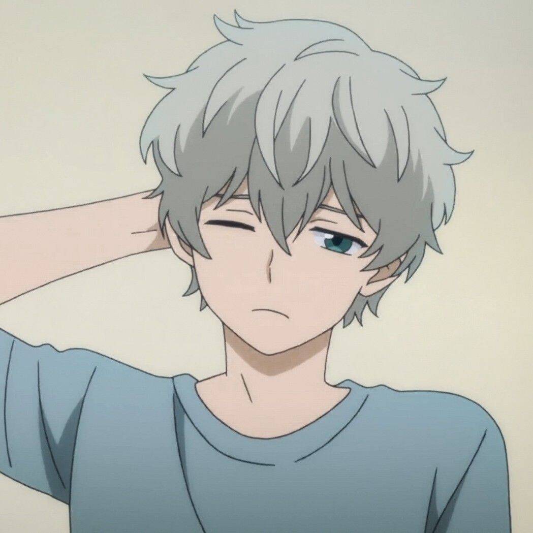 Anime Boy pfp Profile Picture with Light Hair and Relaxed Expression