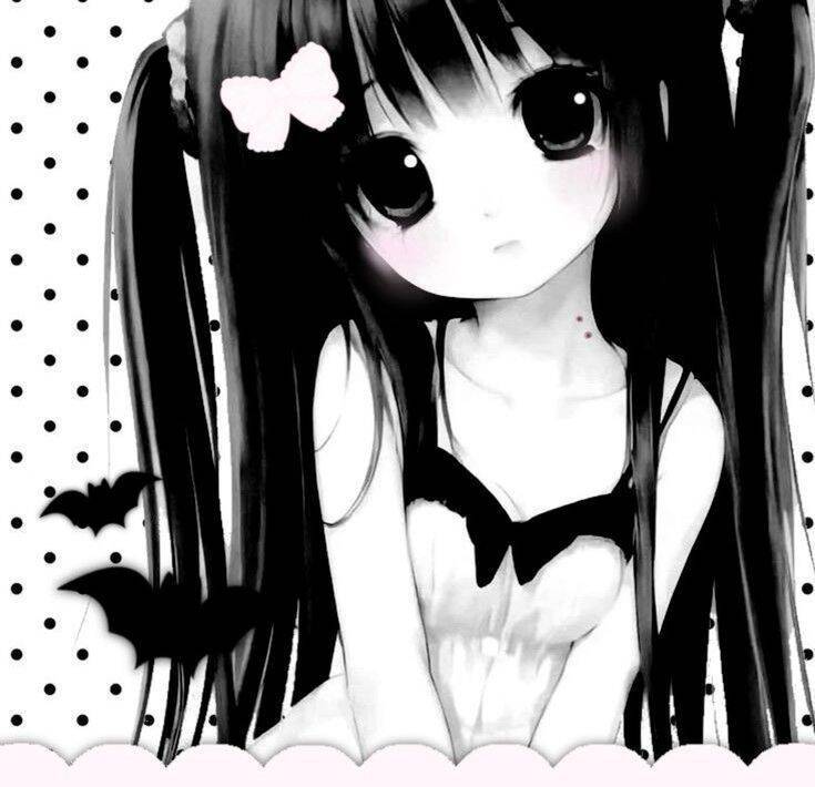 Emo pfp Profile Picture of Girl with Black Hair and Bow