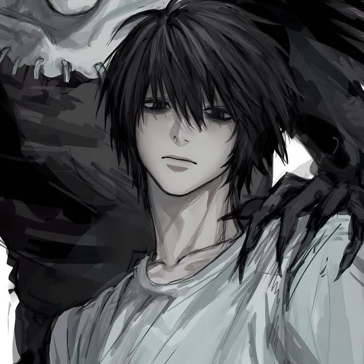Emo pfp Profile Picture of Boy with Black Hair and Melancholic Look