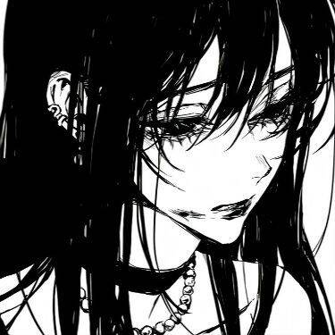 Emo pfp Profile Picture of Sad Girl with Black Hair