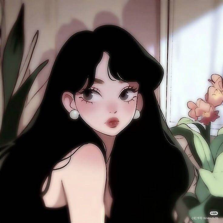 Drawing Style Woman with Flowers pfp Profile Picture for TikTok