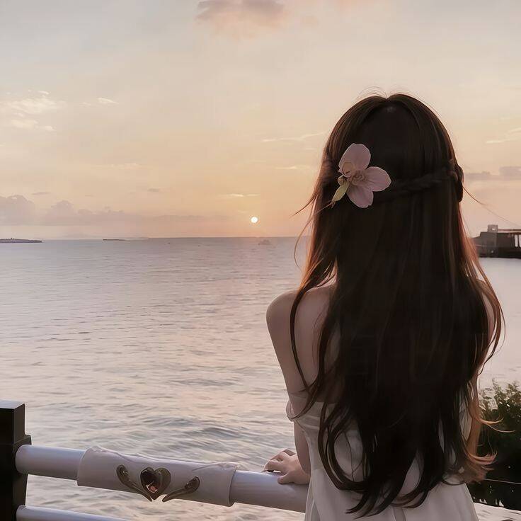 Girl with Flower in Hair at Sunset pfp Profile Picture for TikTok