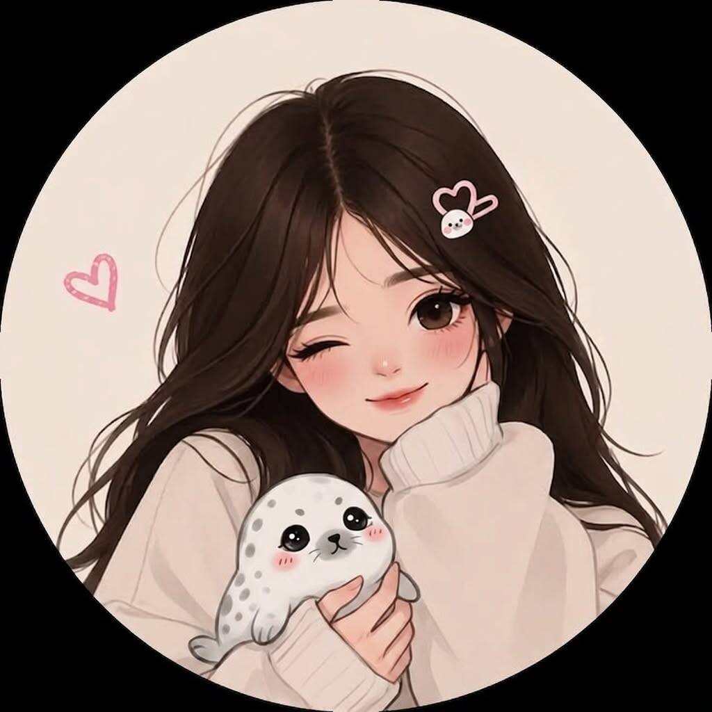 Cute Girl with Plush Seal pfp Profile Picture for TikTok