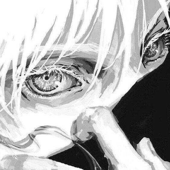 Satoru Gojo pfp Profile Picture with Intense Look in Black and White