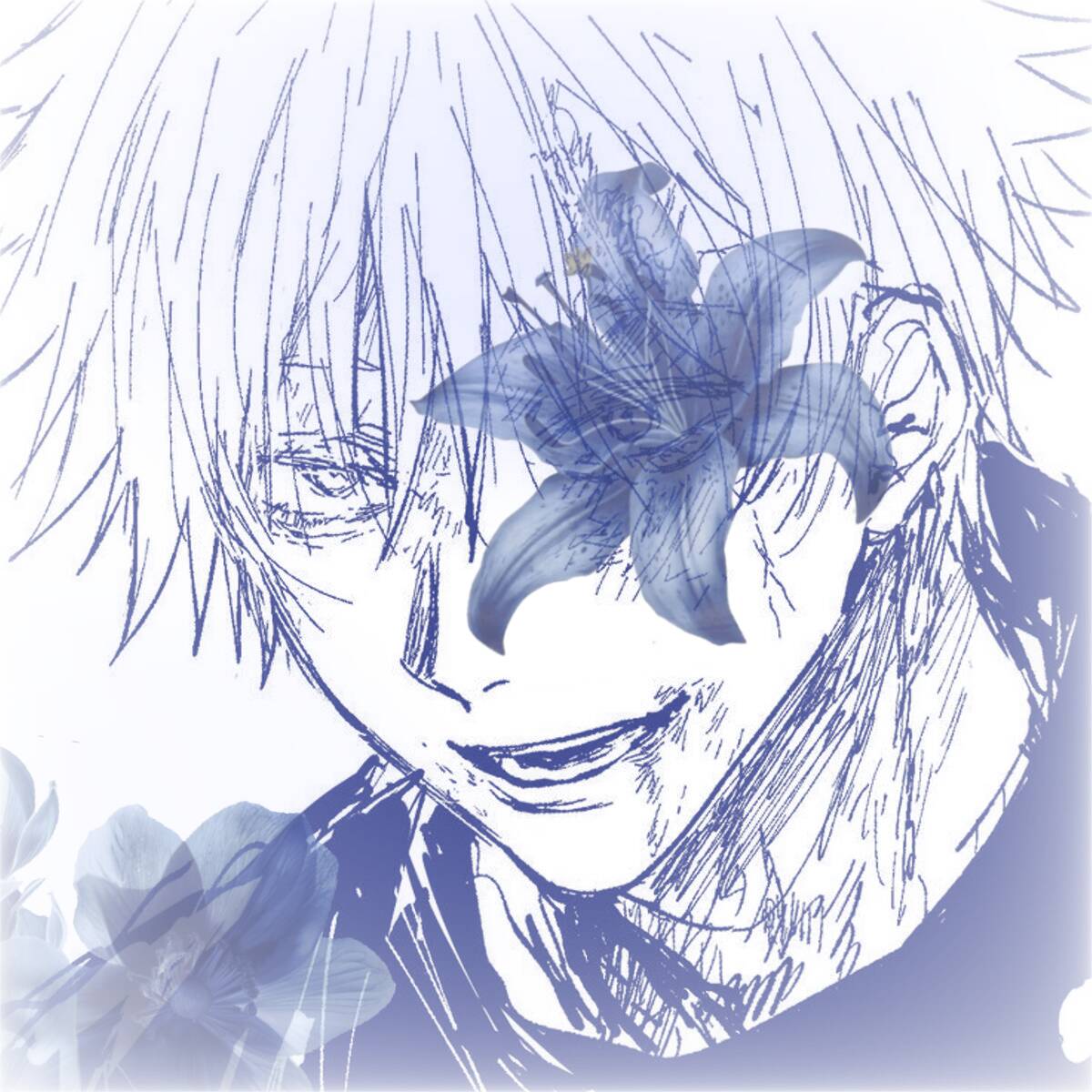 Satoru Gojo pfp Profile Picture with Blue Flower