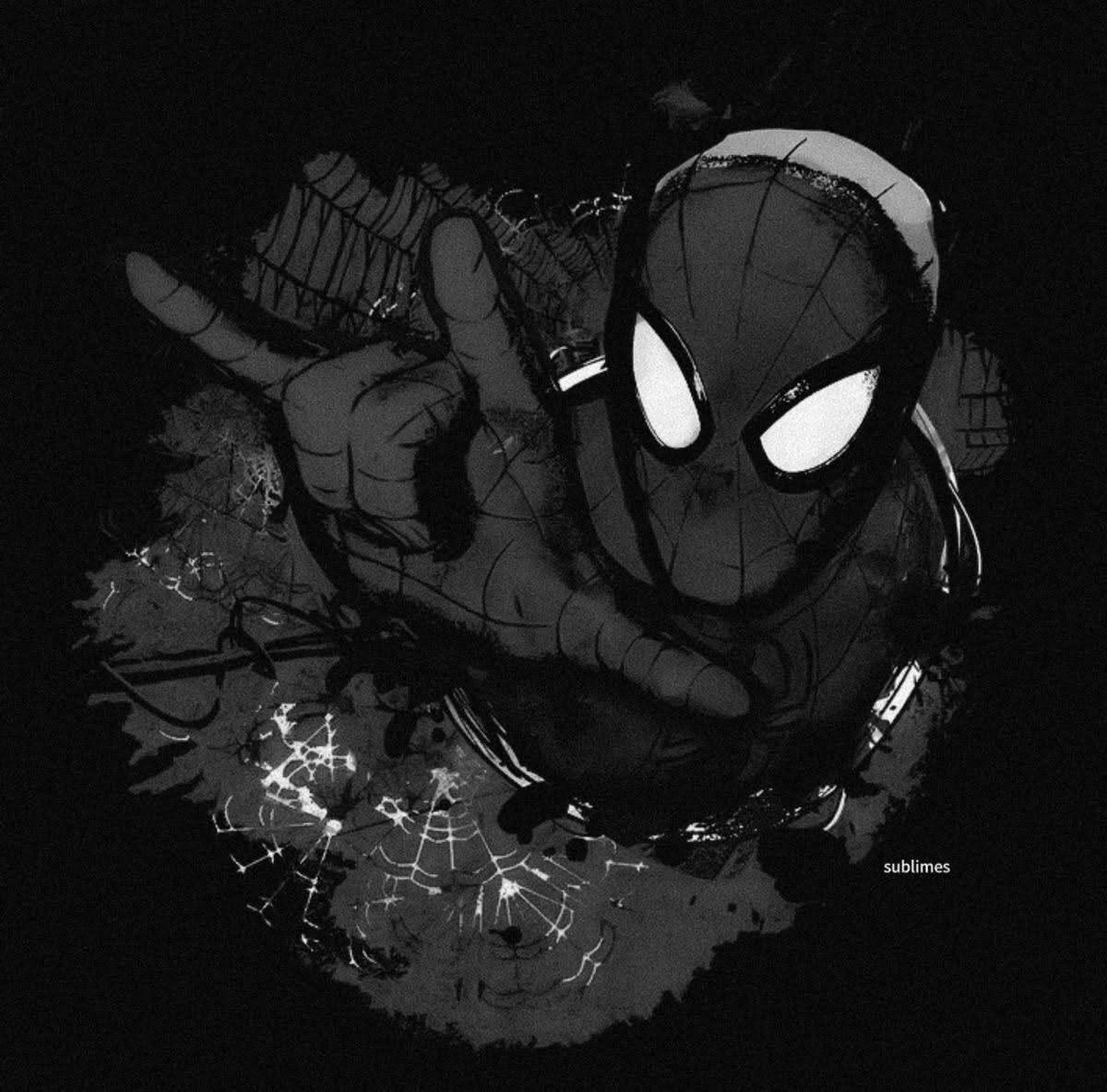 Black pfp Profile Picture of Spider-Man Making Peace Sign