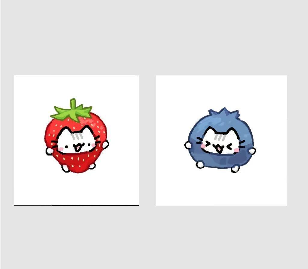 Strawberry Cat and Blue Cat pfp Profile Picture for Matching Couple