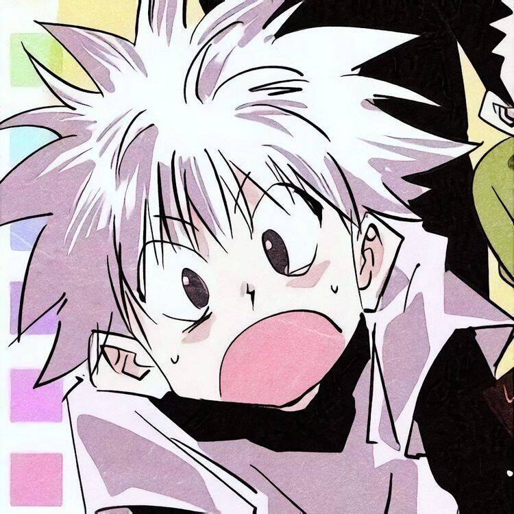 Purple pfp Profile Picture of Surprised Killua with White Hair