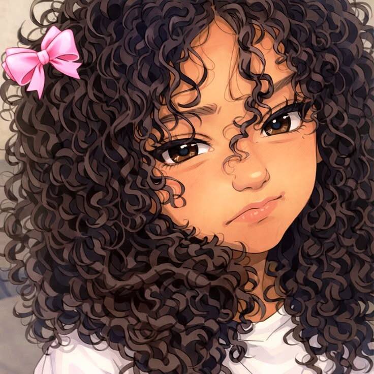 TikTok pfp Profile Picture of Girl with Curly Hair and Bow
