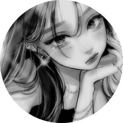 Girl​ pfp Profile Picture in Anime in Black and White