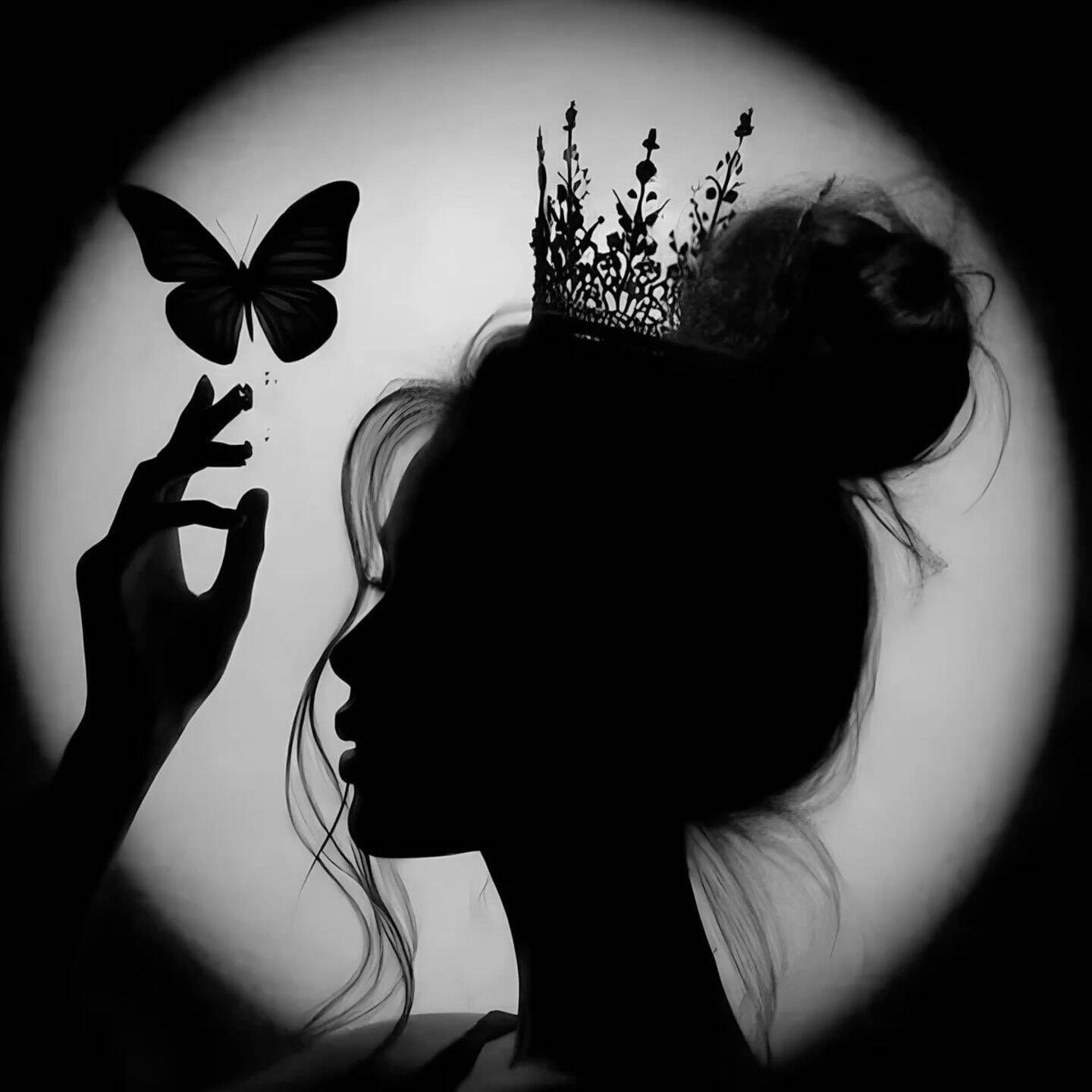 Girl​ pfp Profile Picture with Butterfly and Crown