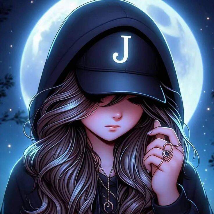 Girl​ pfp Profile Picture with Hoodie and Moon