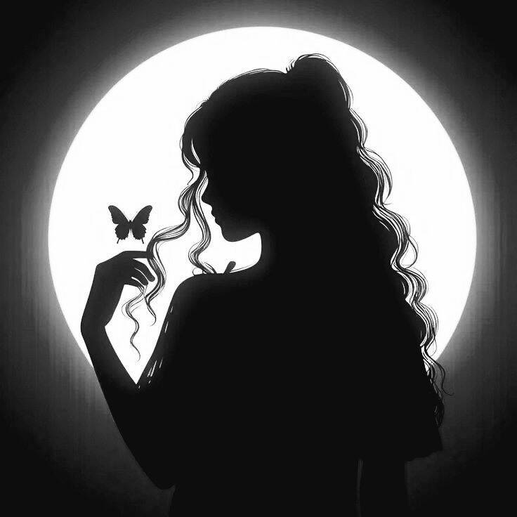Girl​ pfp Profile Picture with Silhouette and Butterfly