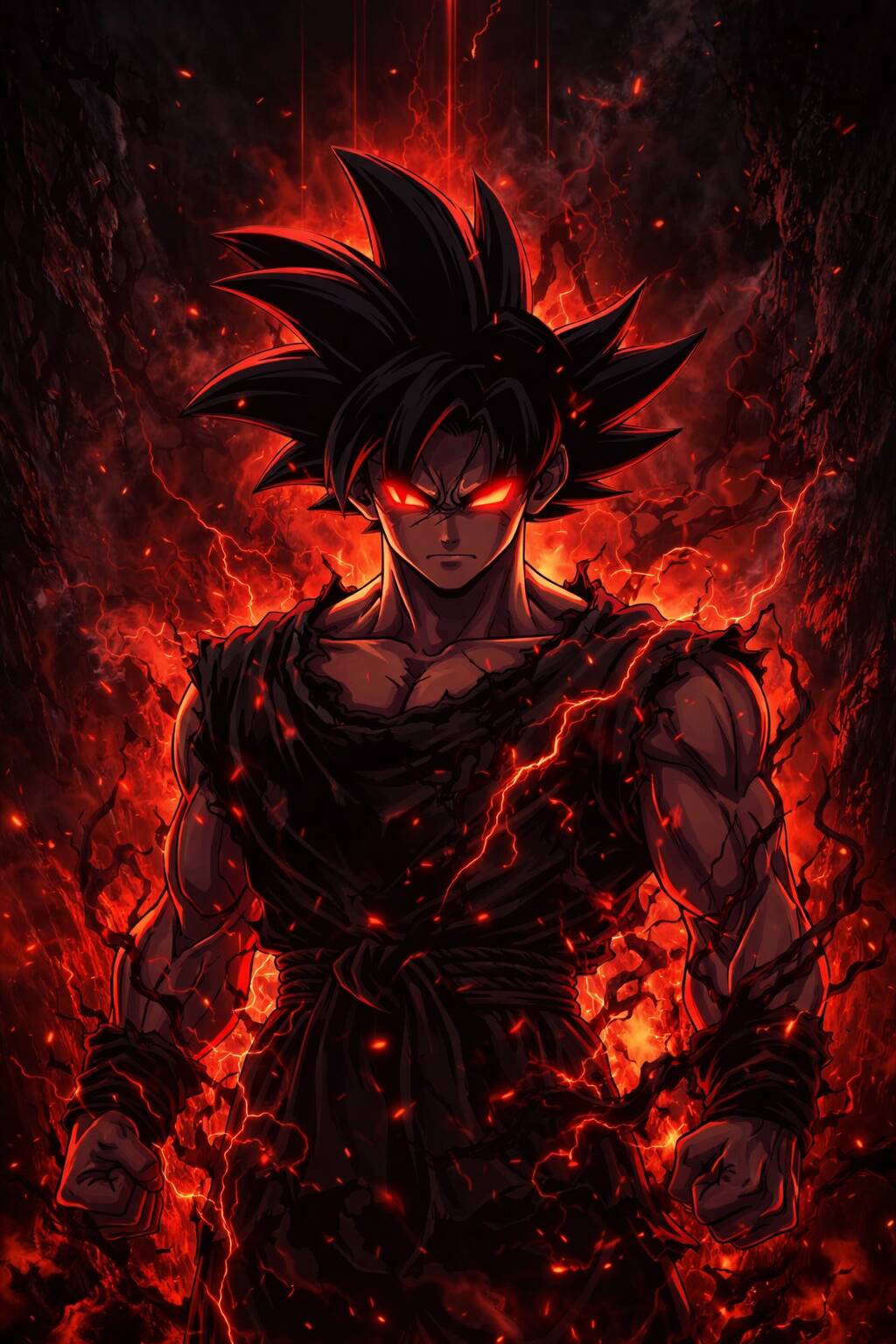 Goku pfp Profile Picture Dark Aura Goku with Fiery Background pfp Profile Picture