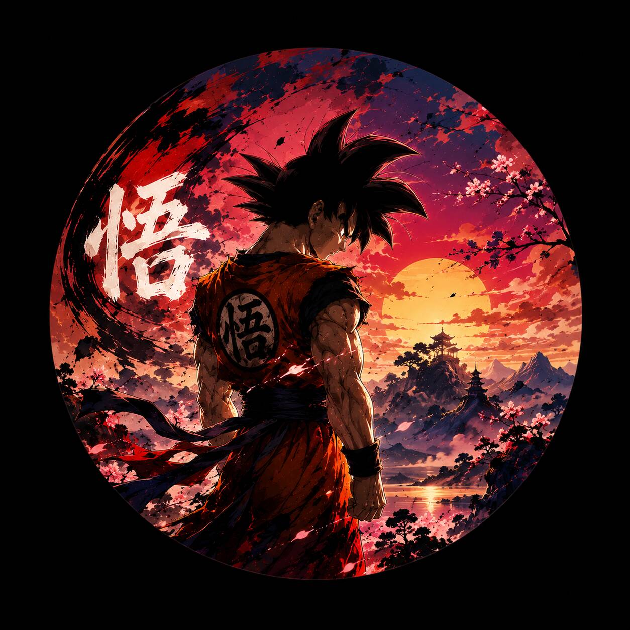 Epic Goku pfp Profile Picture with Sunset Background