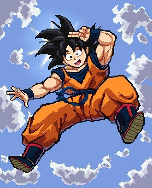 Pixel Art Goku pfp Profile Picture: Retro Style Goku Jumping