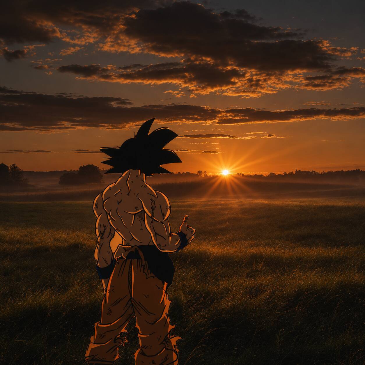 Goku Standing Against Sunset pfp Profile Picture