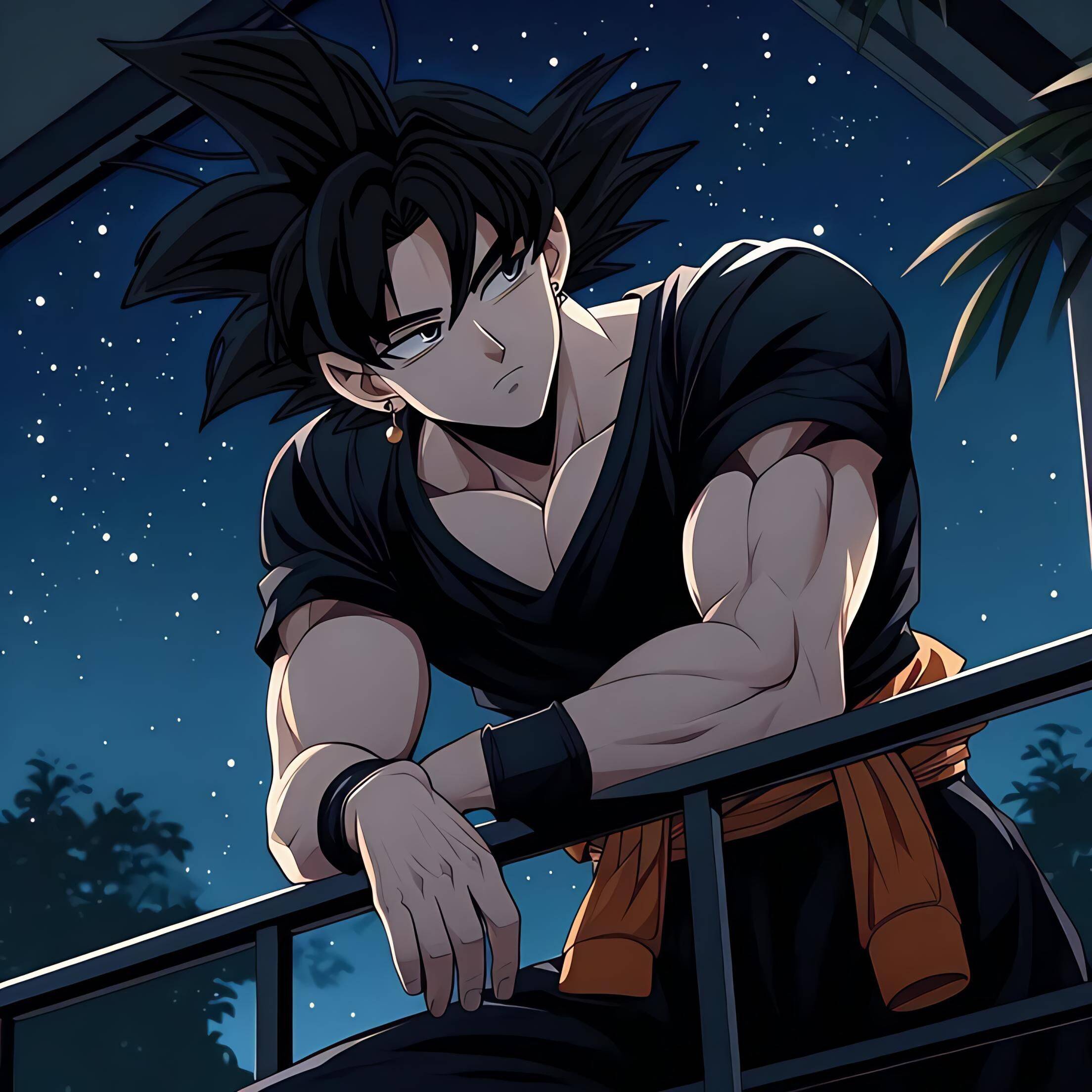 Cool Goku pfp Profile Picture with Night Sky Background