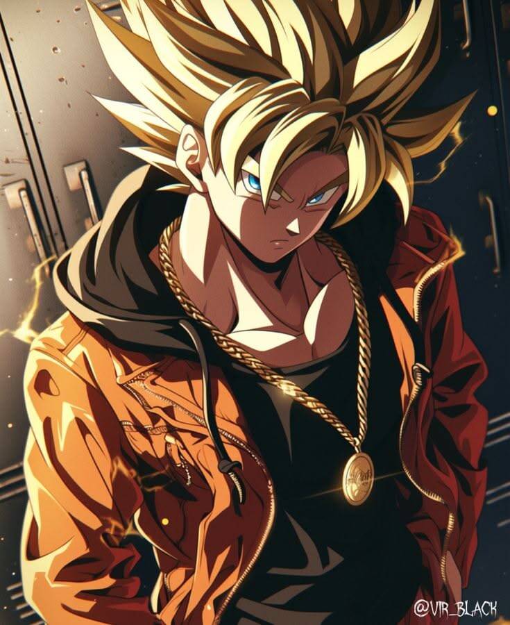 Cool Goku pfp Profile Picture with Spiky Hair and Chain