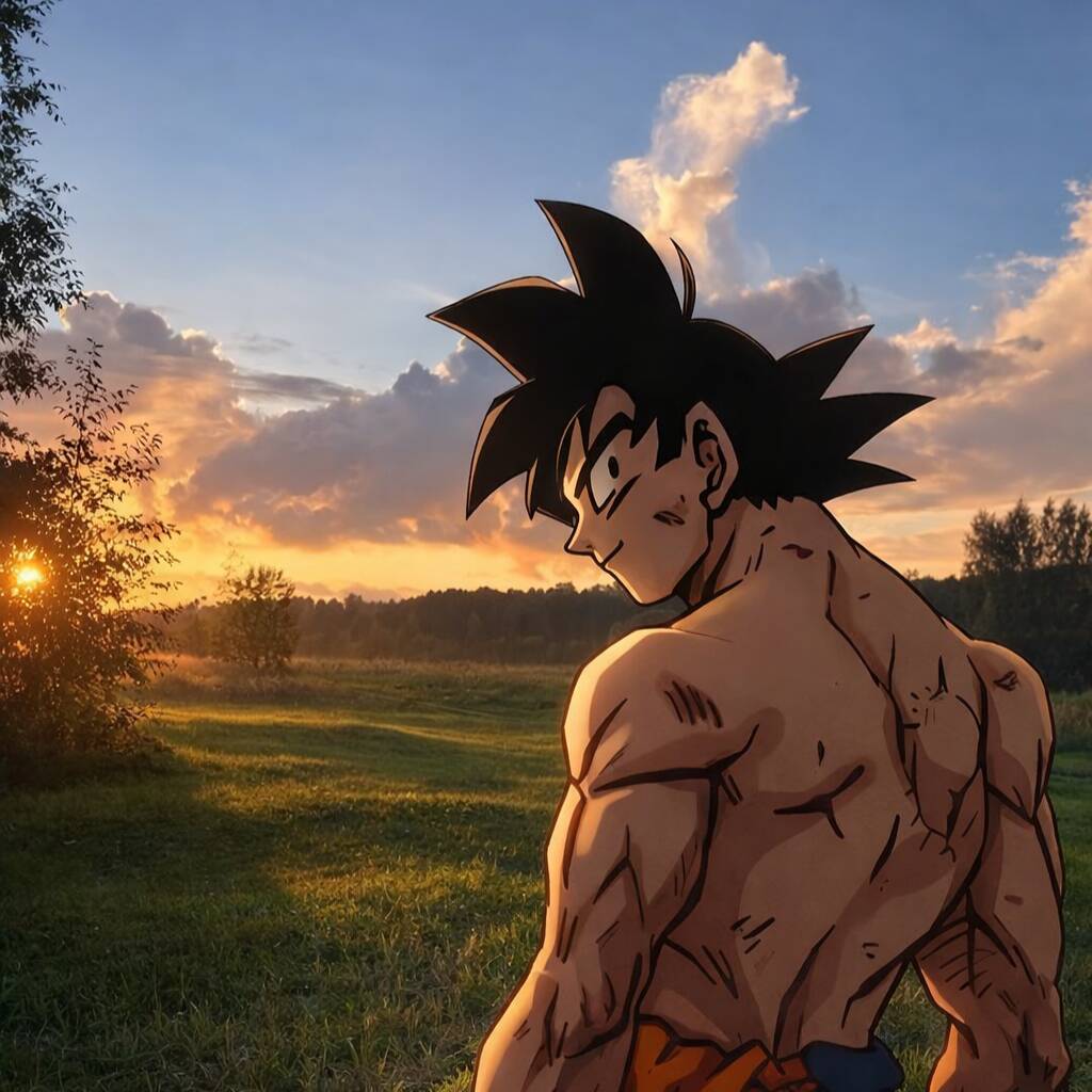 Goku pfp Profile Picture in a Serene Landscape
