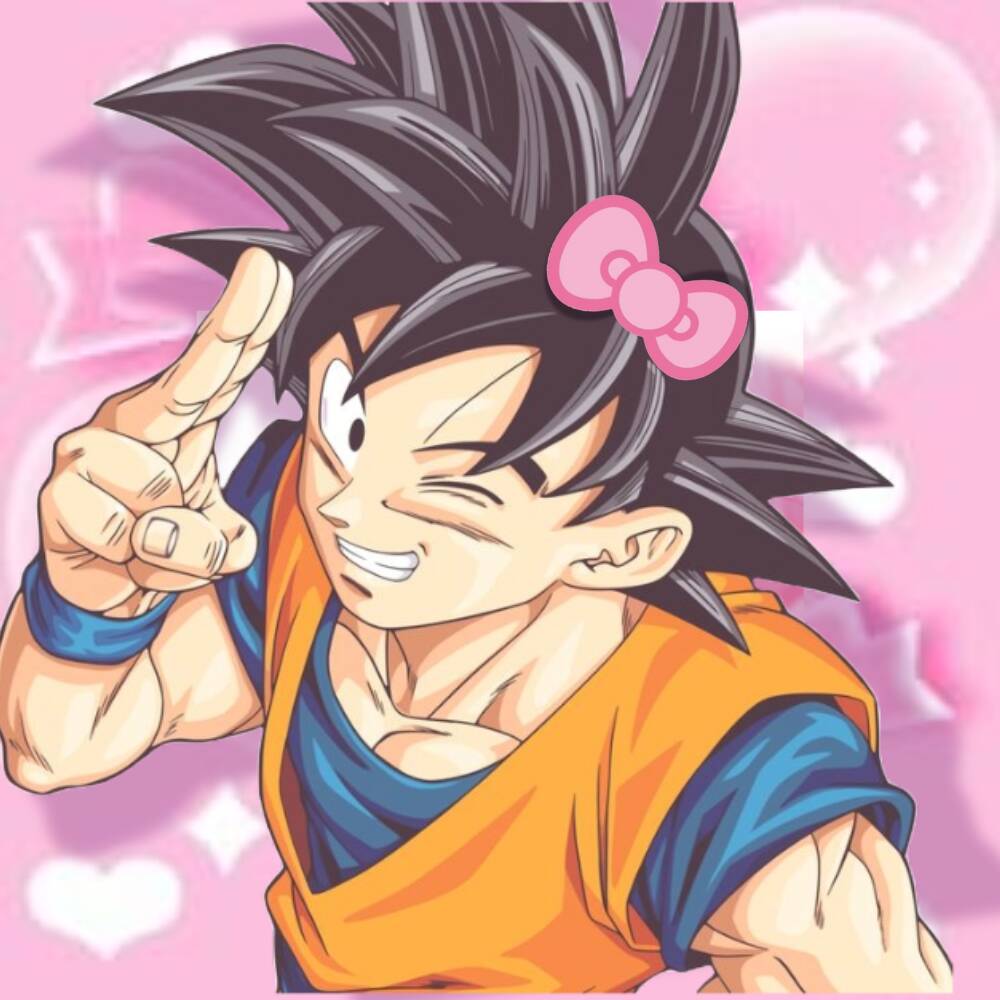 Cute Goku pfp Profile Picture with Pink Bow