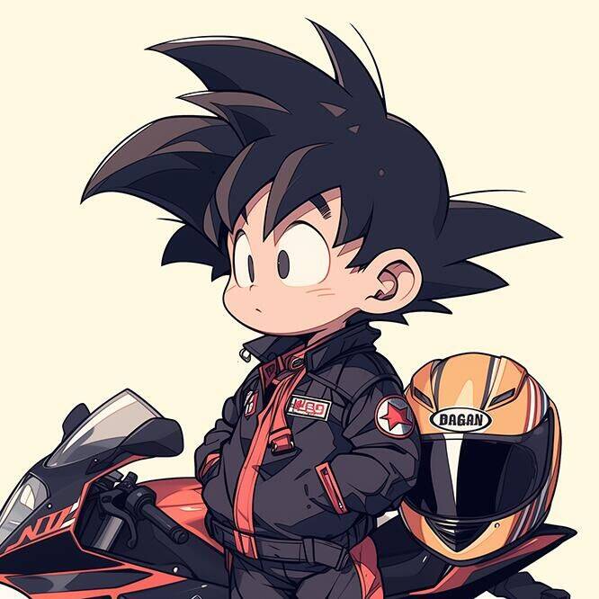 Cute Baby Goku pfp Profile Picture with Motorcycle