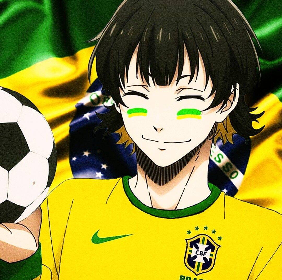 Bachira PFP Profile Picture with Soccer Ball and Brazil Flag