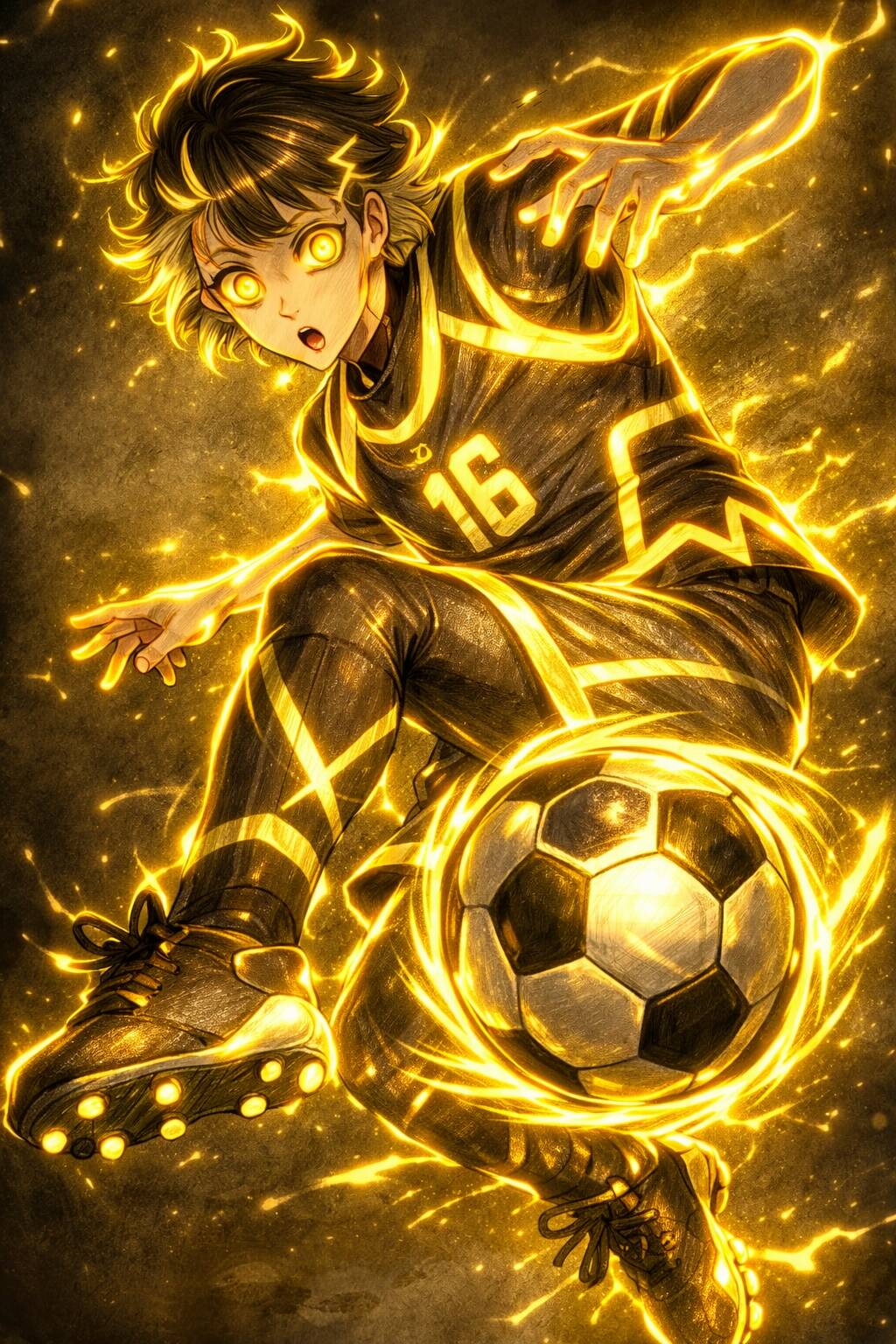 Bachira PFP Profile Picture Golden Soccer Action Pose
