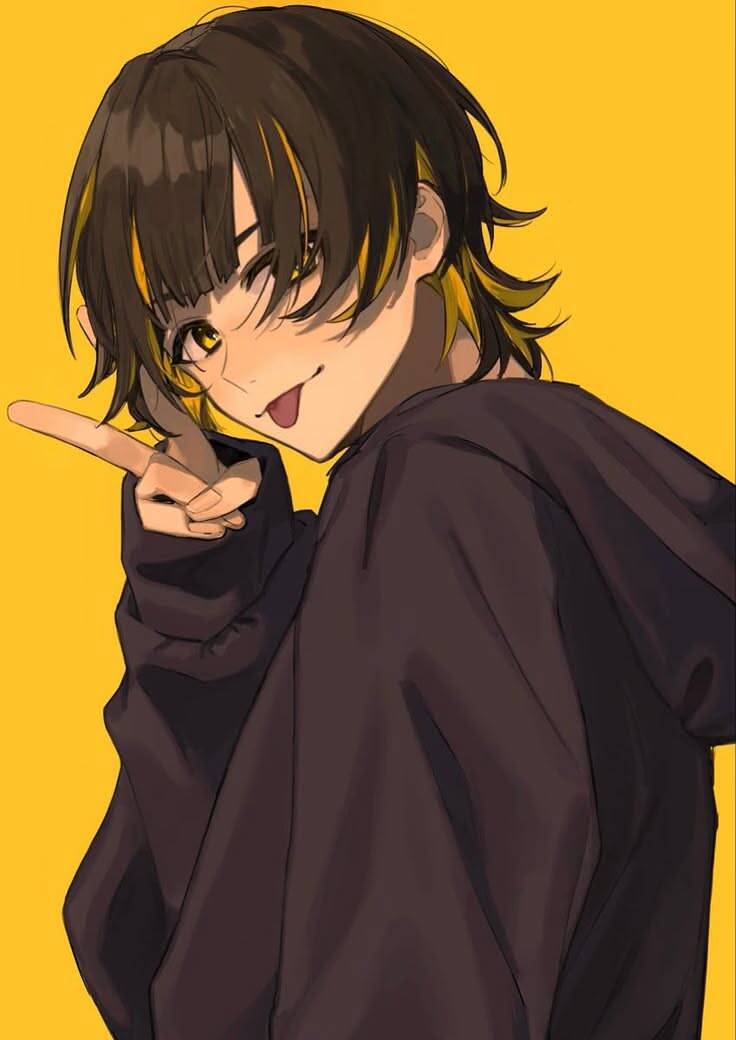 Bachira PFP Profile Picture Playful Gesture with Yellow Background
