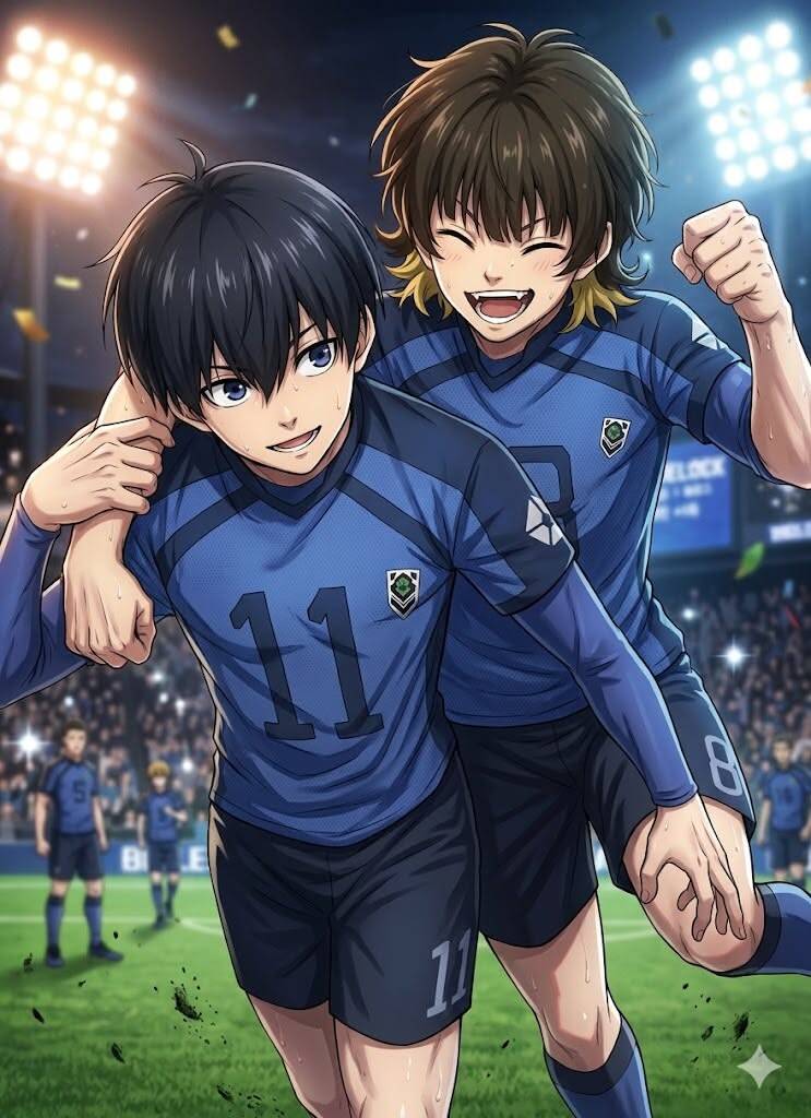 Bachira PFP Profile Picture with Isagi Celebrating