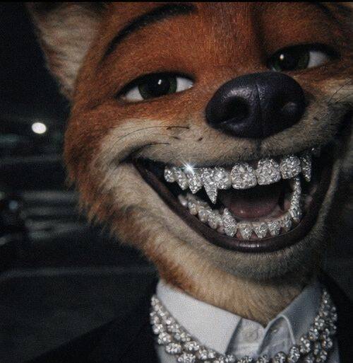 Cool pfp Profile Picture of a Stylish Fox with Diamond Grills