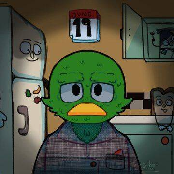 Duck pfp Profile Picture Quirky Green Duck in Pajamas