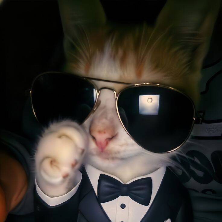 Cool pfp Profile Picture of a Cat in Sunglasses and Tuxedo