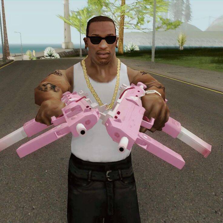 Cool pfp Profile Picture with Pink Guns and Sunglasses