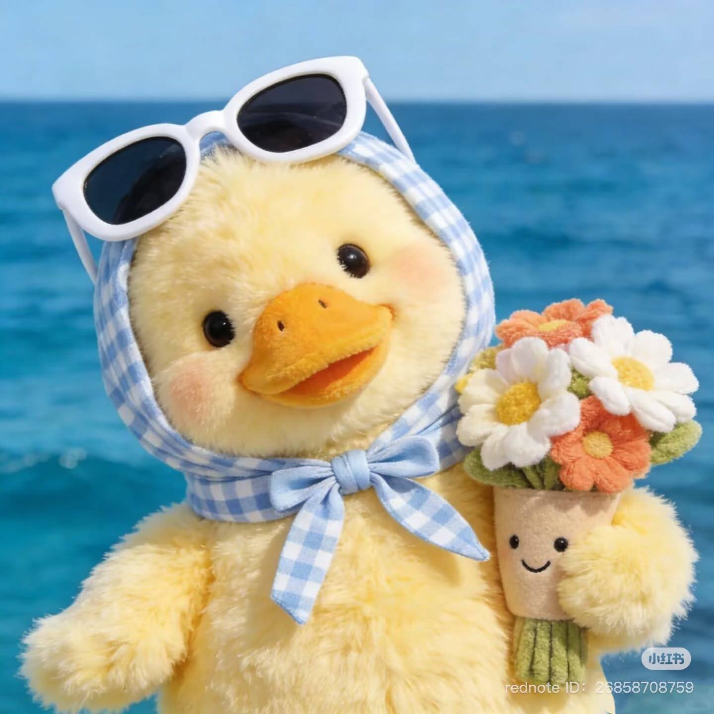 Cute Duck pfp Profile Picture with Sunglasses and Flowers