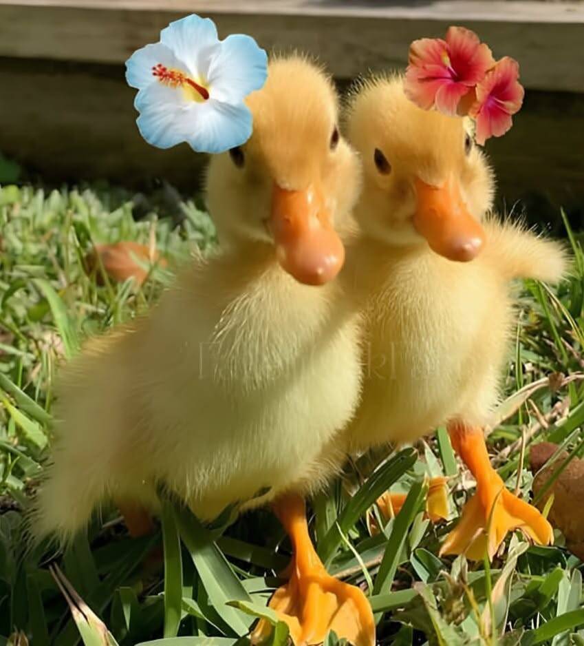 Cute Duck pfp Profile Picture with Flower Crowns