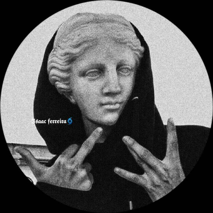 Cool pfp Profile Picture of a Statue with Hoodie and Hand Gesture